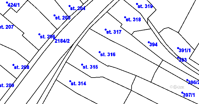 Parcela st. 316 v KÚ Heřmanův Městec, Katastrální mapa