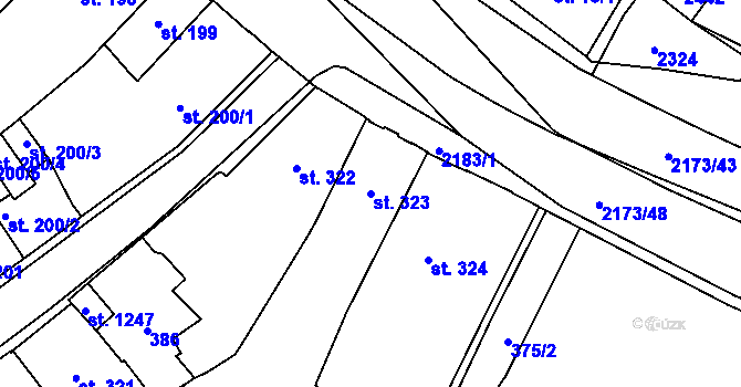 Parcela st. 323 v KÚ Heřmanův Městec, Katastrální mapa