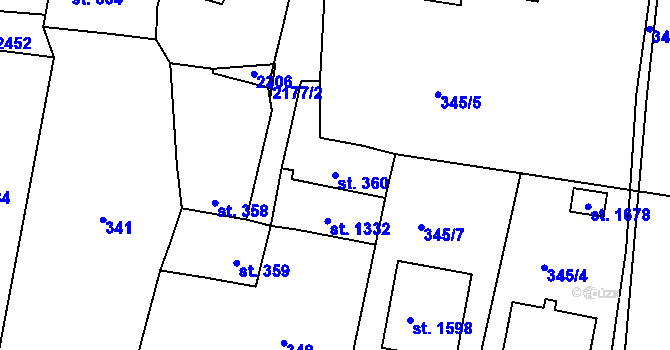 Parcela st. 360 v KÚ Heřmanův Městec, Katastrální mapa