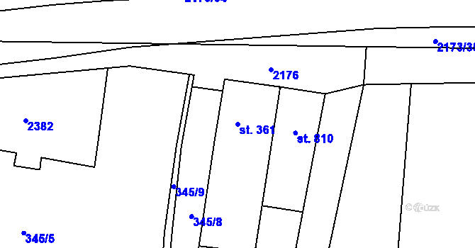 Parcela st. 361 v KÚ Heřmanův Městec, Katastrální mapa