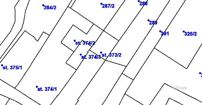 Parcela st. 373/2 v KÚ Heřmanův Městec, Katastrální mapa