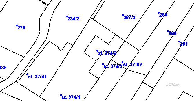 Parcela st. 374/2 v KÚ Heřmanův Městec, Katastrální mapa