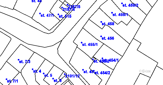 Parcela st. 455/1 v KÚ Heřmanův Městec, Katastrální mapa