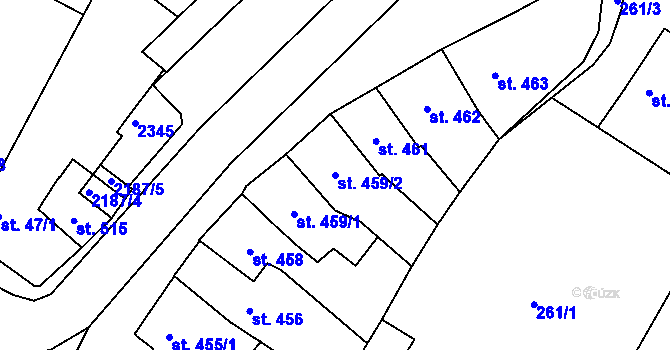 Parcela st. 459/2 v KÚ Heřmanův Městec, Katastrální mapa