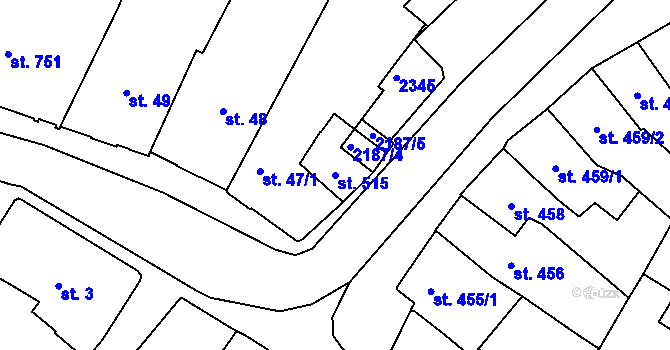 Parcela st. 515 v KÚ Heřmanův Městec, Katastrální mapa