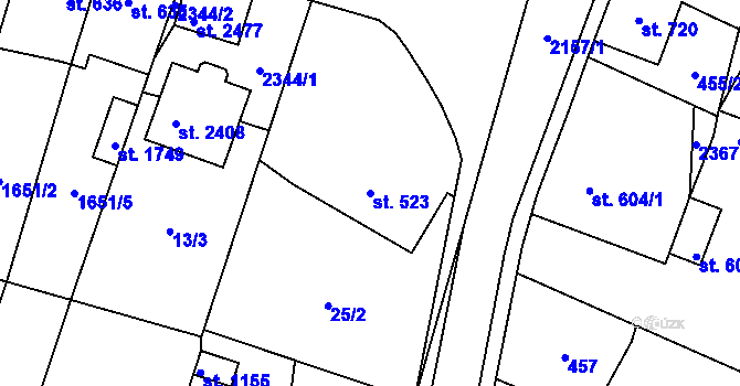 Parcela st. 523 v KÚ Heřmanův Městec, Katastrální mapa