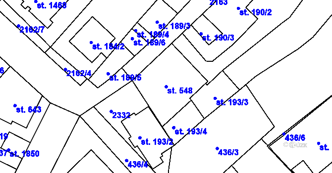 Parcela st. 548 v KÚ Heřmanův Městec, Katastrální mapa