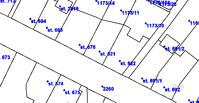 Parcela st. 621 v KÚ Heřmanův Městec, Katastrální mapa