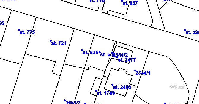 Parcela st. 635 v KÚ Heřmanův Městec, Katastrální mapa
