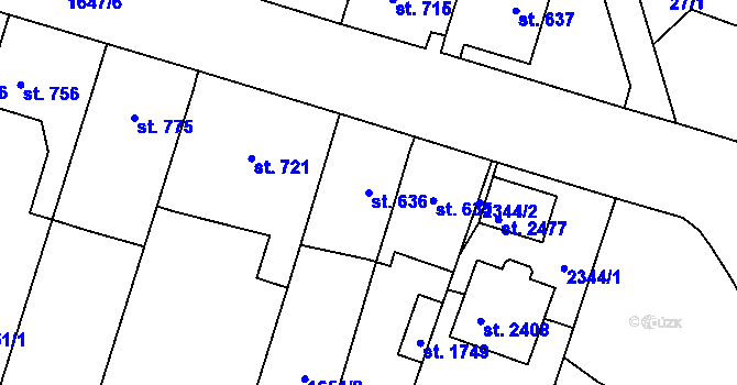 Parcela st. 636 v KÚ Heřmanův Městec, Katastrální mapa
