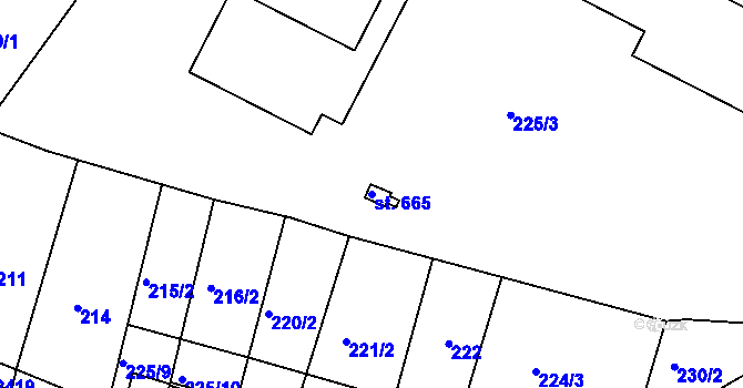Parcela st. 665 v KÚ Heřmanův Městec, Katastrální mapa