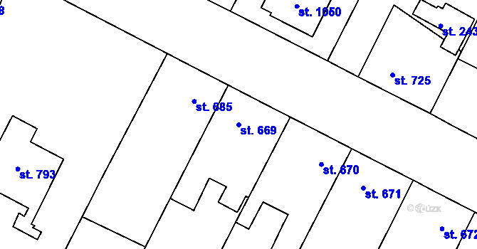 Parcela st. 669 v KÚ Heřmanův Městec, Katastrální mapa