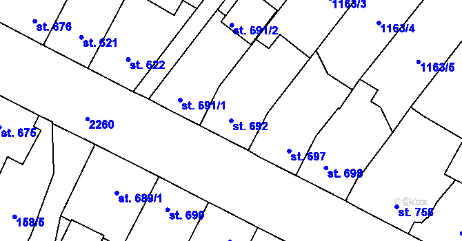 Parcela st. 692 v KÚ Heřmanův Městec, Katastrální mapa