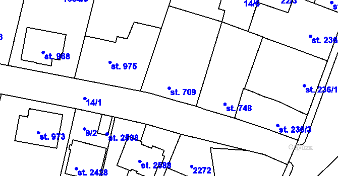 Parcela st. 709 v KÚ Heřmanův Městec, Katastrální mapa