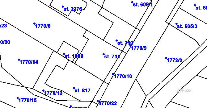 Parcela st. 711 v KÚ Heřmanův Městec, Katastrální mapa