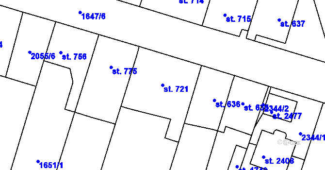Parcela st. 721 v KÚ Heřmanův Městec, Katastrální mapa