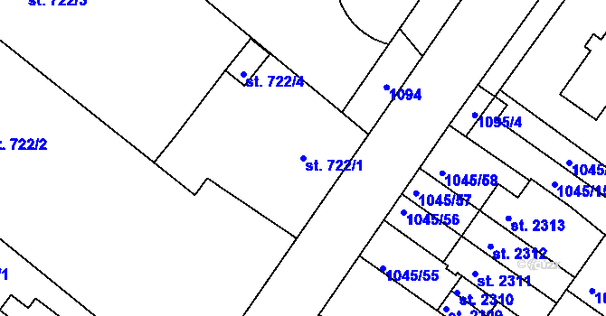 Parcela st. 722/1 v KÚ Heřmanův Městec, Katastrální mapa