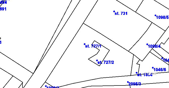 Parcela st. 727/1 v KÚ Heřmanův Městec, Katastrální mapa