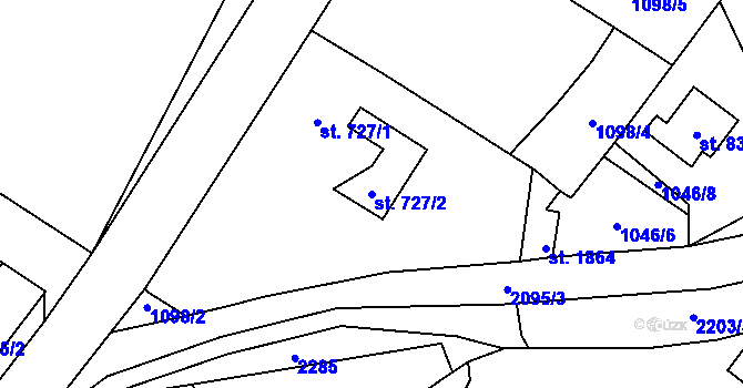 Parcela st. 727/2 v KÚ Heřmanův Městec, Katastrální mapa