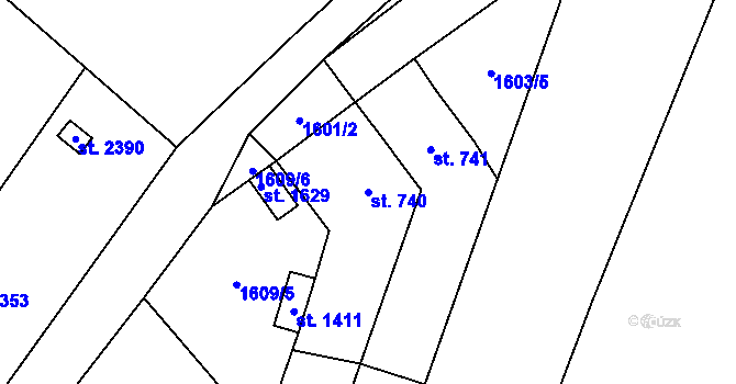Parcela st. 740 v KÚ Heřmanův Městec, Katastrální mapa