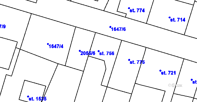 Parcela st. 756 v KÚ Heřmanův Městec, Katastrální mapa