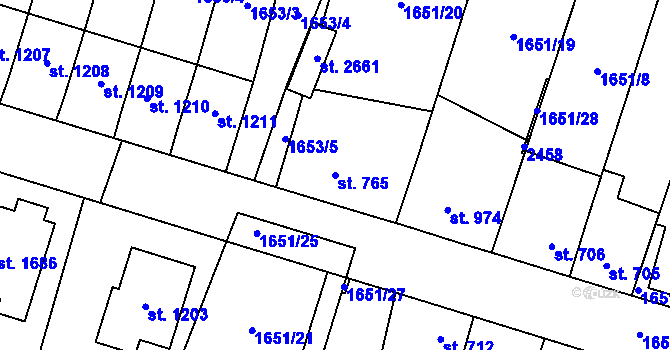 Parcela st. 765 v KÚ Heřmanův Městec, Katastrální mapa