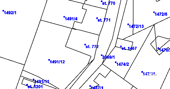 Parcela st. 772 v KÚ Heřmanův Městec, Katastrální mapa