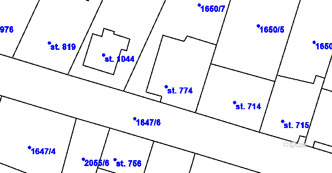 Parcela st. 774 v KÚ Heřmanův Městec, Katastrální mapa