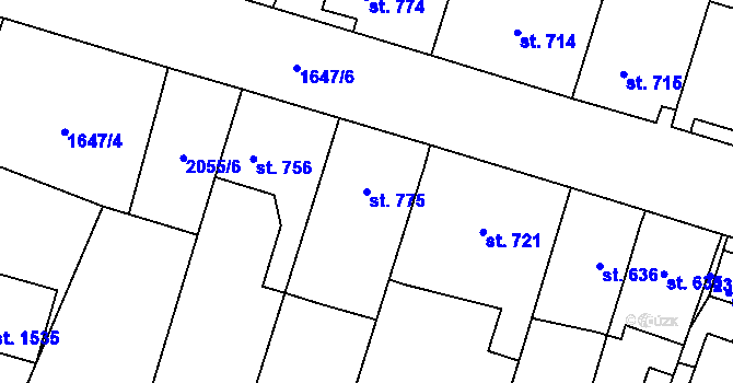 Parcela st. 775 v KÚ Heřmanův Městec, Katastrální mapa