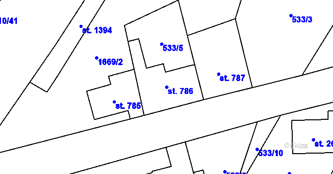 Parcela st. 786 v KÚ Heřmanův Městec, Katastrální mapa