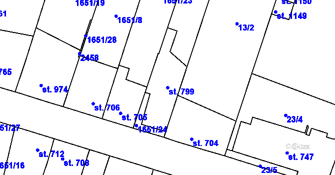 Parcela st. 799 v KÚ Heřmanův Městec, Katastrální mapa