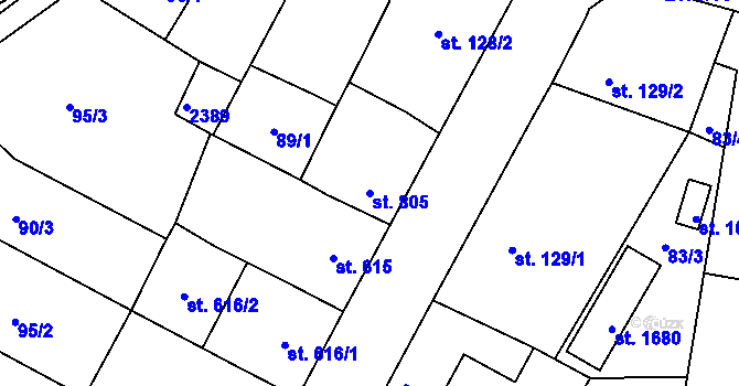 Parcela st. 805 v KÚ Heřmanův Městec, Katastrální mapa