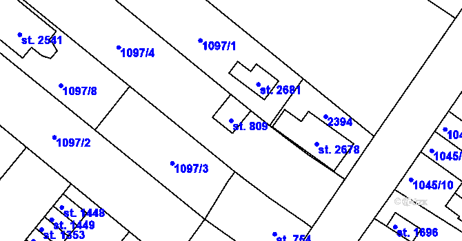 Parcela st. 809 v KÚ Heřmanův Městec, Katastrální mapa