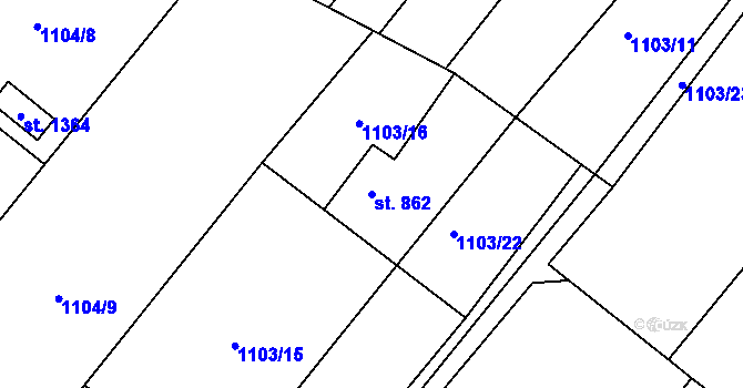 Parcela st. 862 v KÚ Heřmanův Městec, Katastrální mapa