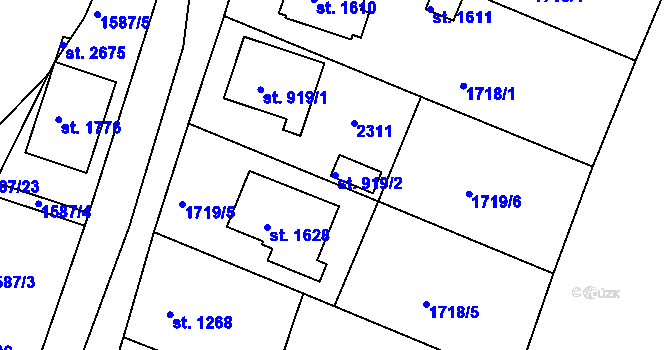 Parcela st. 919/2 v KÚ Heřmanův Městec, Katastrální mapa