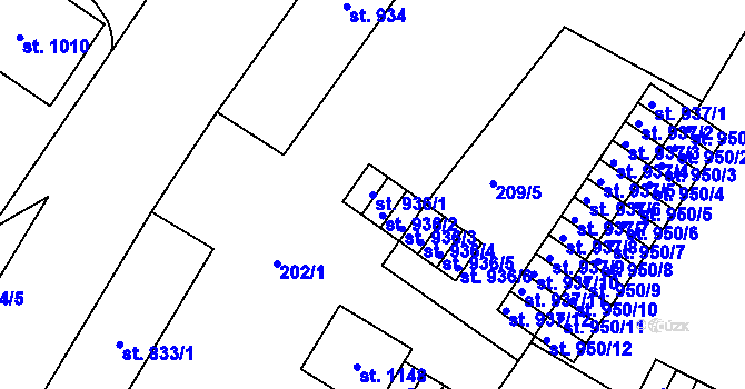 Parcela st. 936/1 v KÚ Heřmanův Městec, Katastrální mapa