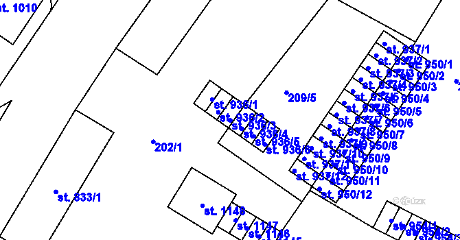 Parcela st. 936/3 v KÚ Heřmanův Městec, Katastrální mapa