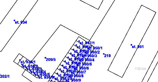 Parcela st. 937/1 v KÚ Heřmanův Městec, Katastrální mapa