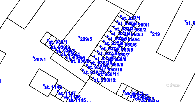 Parcela st. 937/8 v KÚ Heřmanův Městec, Katastrální mapa