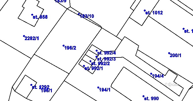 Parcela st. 992/4 v KÚ Heřmanův Městec, Katastrální mapa