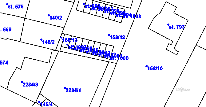 Parcela st. 1001 v KÚ Heřmanův Městec, Katastrální mapa