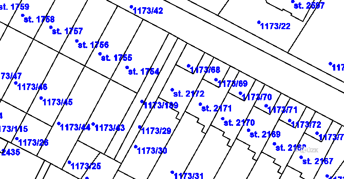 Parcela st. 2172 v KÚ Heřmanův Městec, Katastrální mapa