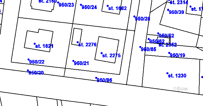 Parcela st. 2275 v KÚ Heřmanův Městec, Katastrální mapa