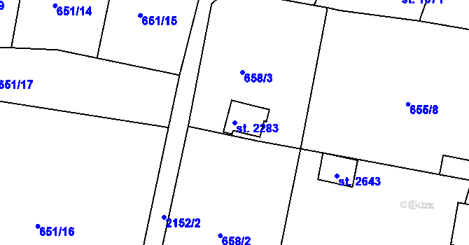 Parcela st. 2283 v KÚ Heřmanův Městec, Katastrální mapa