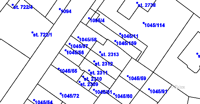 Parcela st. 2313 v KÚ Heřmanův Městec, Katastrální mapa
