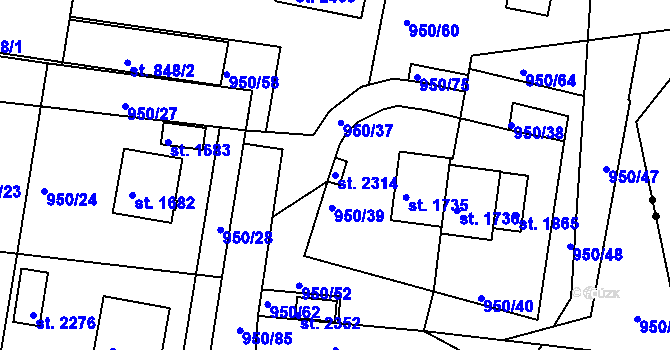 Parcela st. 2314 v KÚ Heřmanův Městec, Katastrální mapa