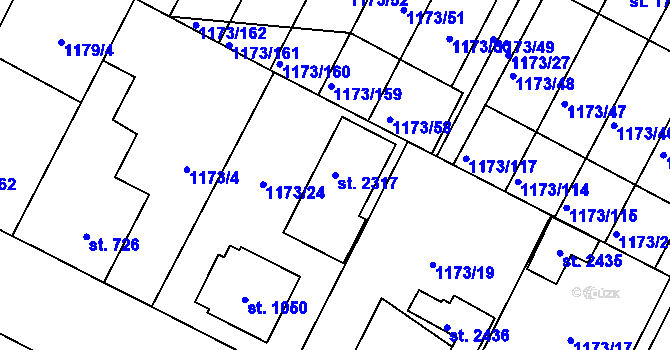 Parcela st. 2317 v KÚ Heřmanův Městec, Katastrální mapa