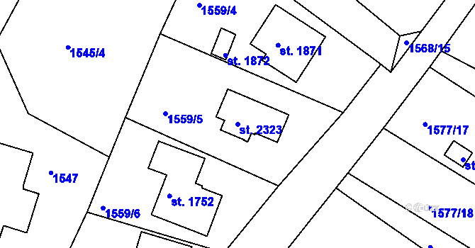 Parcela st. 2323 v KÚ Heřmanův Městec, Katastrální mapa