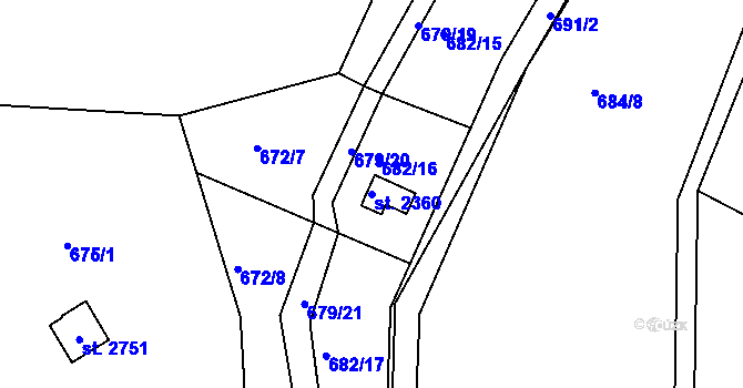 Parcela st. 2360 v KÚ Heřmanův Městec, Katastrální mapa