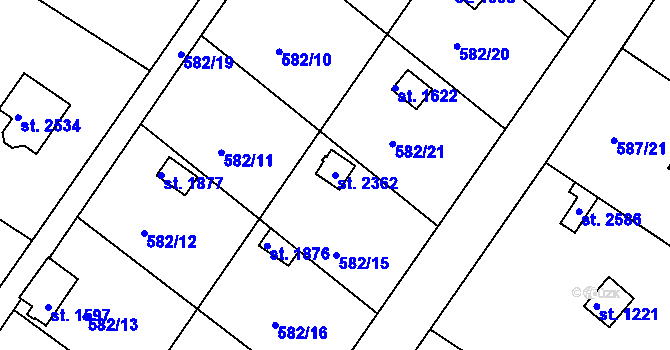 Parcela st. 2362 v KÚ Heřmanův Městec, Katastrální mapa